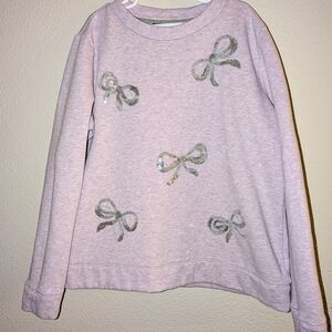 Talbots Women's Petite Lilac Sweatshirt with Silver Bow Appliqués